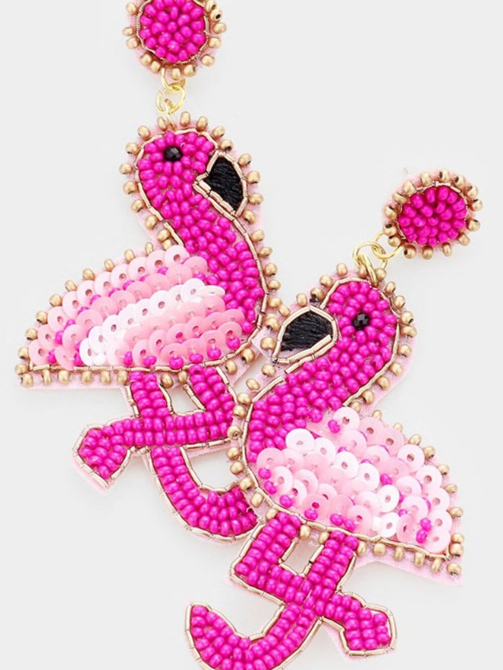 Flirty Flamingo Hot Pink Beaded Sequin Earrings
